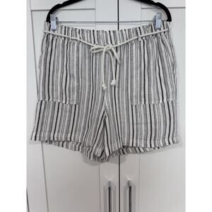 Alexander Jordan Striped Women’s Linen Blend Shorts Drawstring L Casual Summer